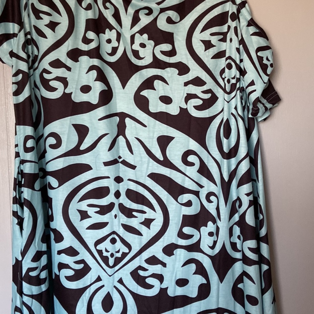 T-Shirt Style Dress with Cut Out Shoulders, Side Pockets Size 3X